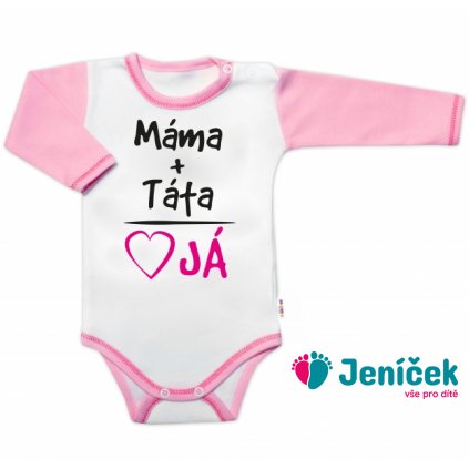 Body dlouhý rukáv s vtipným textem Baby Nellys, Máma+Táta, vel. 80, holka
