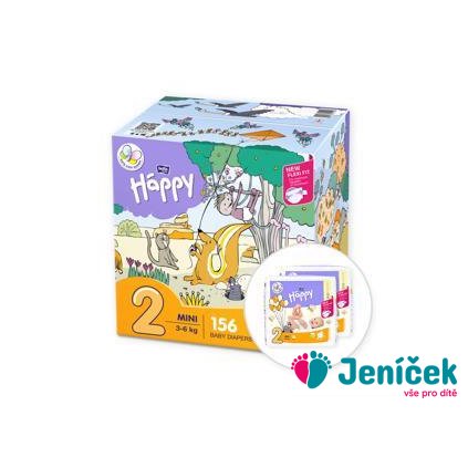 BELLA HAPPY Pleny jednorázové 2 Mini (3-6 kg) 156 ks - Big TOY BOX