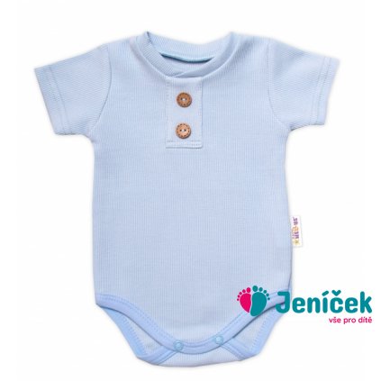 Baby Nellys Kojenecké žebrované body s knoflíčky kr. rukáv, Boy - sv. modré, vel. 68