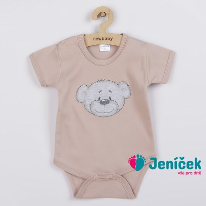 Kojenecké bavlněné body s krátkým rukávem New Baby BrumBrum old pink