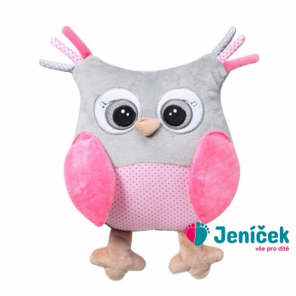 BabyOno Plyšová hračka s chrastítkem Owl Sofia - růžová