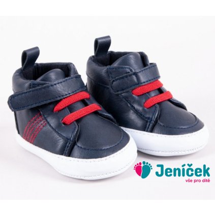 Kojenecké boty/capáčky prošívané Boy, na suchý zip YO ! - granátové