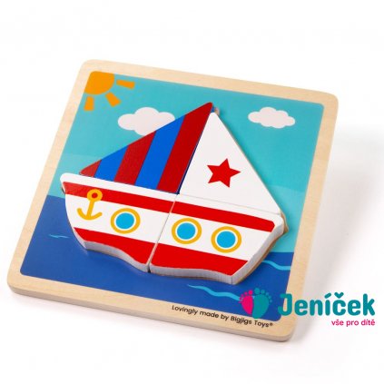 Bigjigs Toys Vkládací puzzle Plachetnice