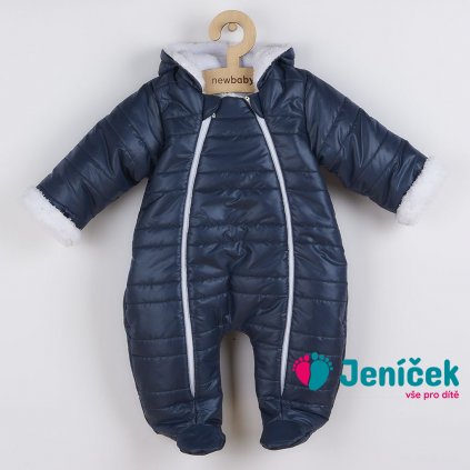 Zimní kojenecká kombinéza s kapucí a oušky New Baby Pumi blue