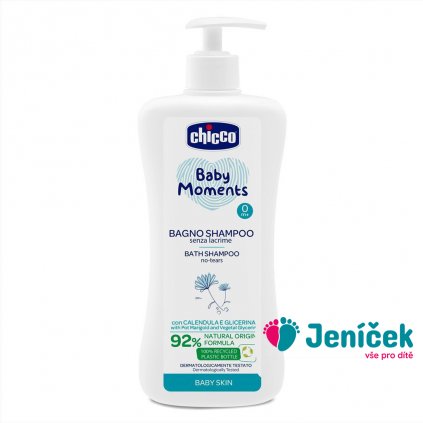 CHICCO Šampon na vlasy a tělo s dávkovačem Baby Moments 92 % přírodních složek 750 ml