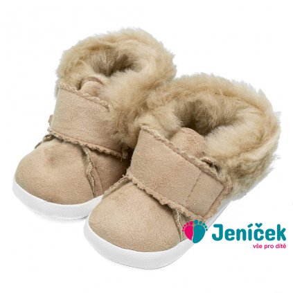 Kojenecké zimní semiškové capáčky New Baby 0-3 m světlo hnědé