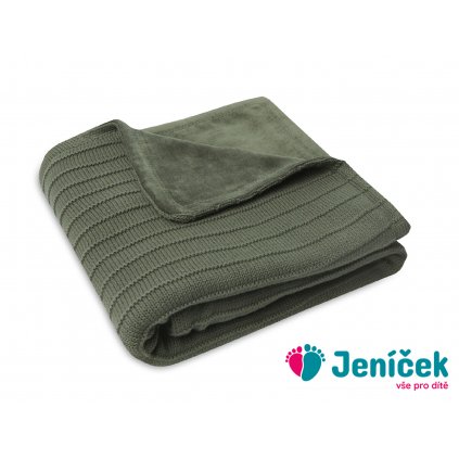 Deka pletená / samet 75x100 cm Pure Knit Leaf Green