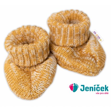 Baby Nellys Pletené botičky/capáčky STAR Hand Made, medové žihané