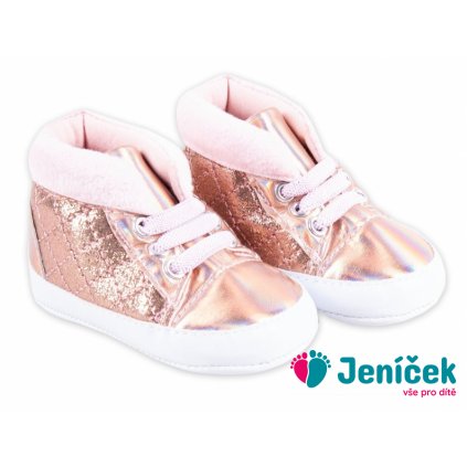 Kojenecké capačky/botičky YO ! - růžové, zlaté, vel. 0/6m