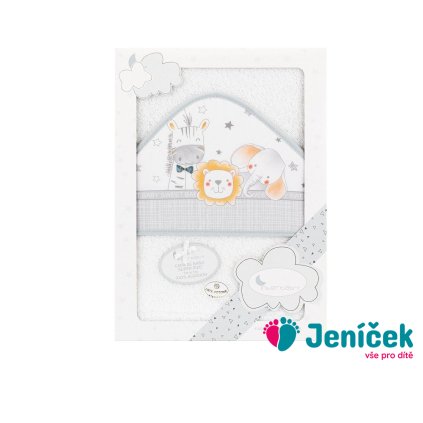 INTERBABY | OSUŠKA froté Safari - bílá šedý lem