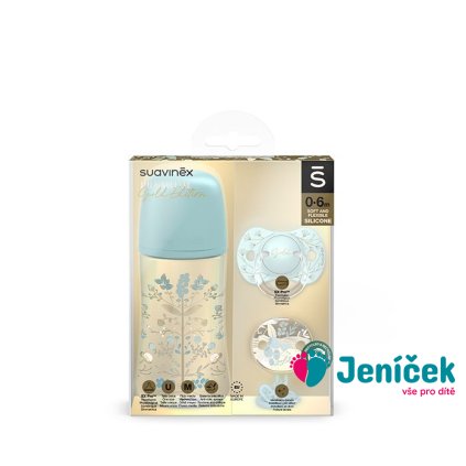 SUAVINEX | GOLD SET LÁHEV 270ml + DUDLÍK FYZIOLOGICKÝ 0/6 + KLIP GOLD - MODRÁ