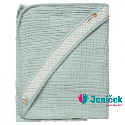 Bebe-Jou Mušelínový ručník s kapucí Pure Cotton Green