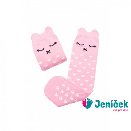 Mama's Feet Dětské podkolenky s kočičkou Crazy Animals Pinky Kitty růžové