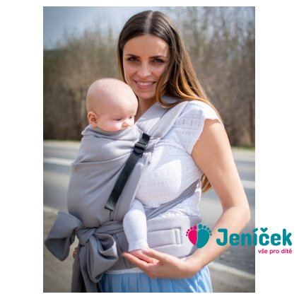 Kinder Hop Rostoucí ergonomické nosítko Half Buckle Little Herringbone Grey 100% bavlna, žakár