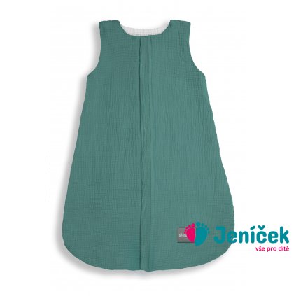 Oboustranný lehký mušelínový spací pytel Ocean Green 0-4 měsíce S