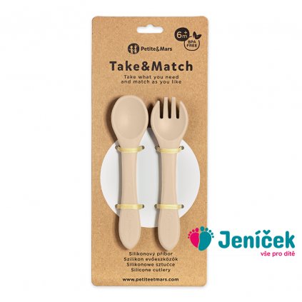 PETITE&MARS Příbor silikonový TAKE&MATCH Desert Sand 6m+