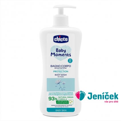 CHICCO Šampon na tělo s dávkovačem Baby Moments Protection 93% přírodních složek 750 ml