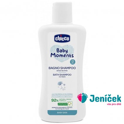 CHICCO Šampon na vlasy a tělo Baby Moments 92 % přírodních složek 200 ml