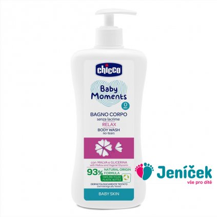 CHICCO Šampon na tělo s dávkovačem Baby Moments Relax 93% přírodních složek 500 ml