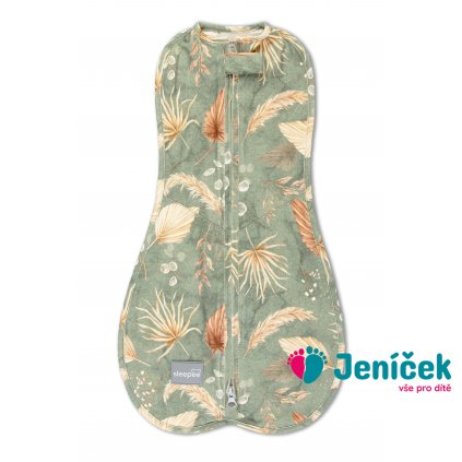 Zavinovačka Sleepee First Step Swaddle s čepičkou zdarma Bohemian Green