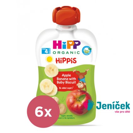 6x HiPP BIO Jablko-Banán-Baby sušenky od uk. 4.-6. měsíce