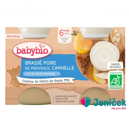 BABYBIO Brassé hruška skořice 2x 130 g