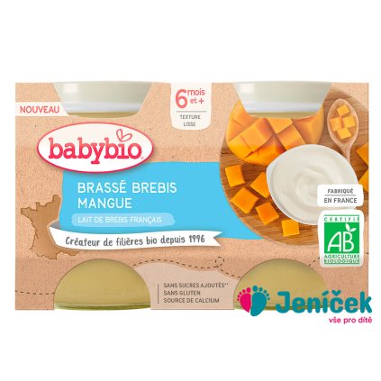 BABYBIO Brassé z ovčího mléka mango 2x 130 g