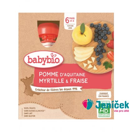 BABYBIO Kapsička jablko borůvky jahody 4x 90 g