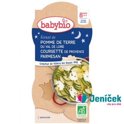 BABYBIO Příkrm brambory s cuketou, creme fraiche a parmezánem 2x 200 g