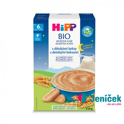 HiPP BIO Kaše mléčná s dětskými keksy na dobrou noc 250 g, 6m+