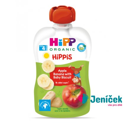 HiPP HiPPiS BIO Jablko, banán a Baby sušenky 100 g, 4m+