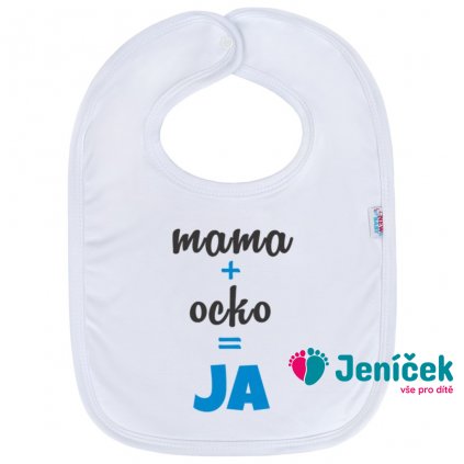 Kojenecký bavlněný bryndák New Baby mama+ocko=JA modrý