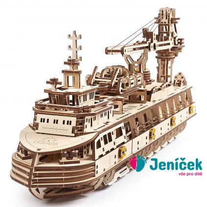 Ugears 3D dřevěné mechanické puzzle Výzkumná loď