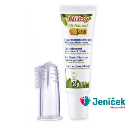 NUBY Zubní gel pro děti All Natural 20 g + kartáček na prst 4 m+