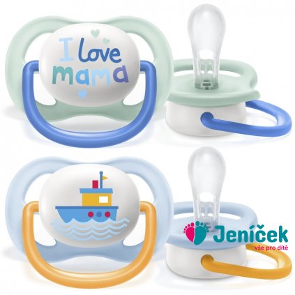 Philips AVENT Šidítko Ultra air Text 0-6m chlapec, 2 ks
