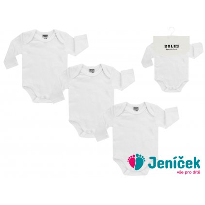 BOLEY dětský set 3 ks body dl. rukáv - bílé
