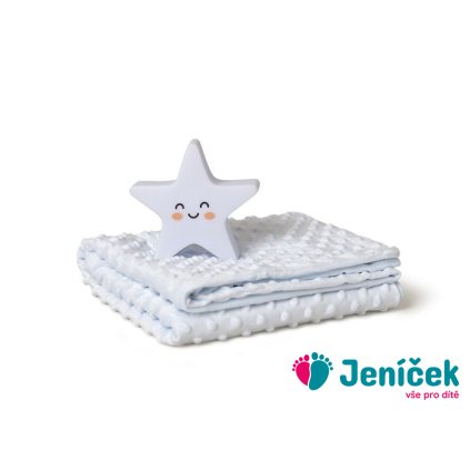 INTERBABY | SET Deka měkká KULIČKY 80x110 + lampička HVĚZDA - modrá