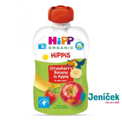 HiPP HiPPiS BIO Jablko, banán, jahoda 100 g 4m+