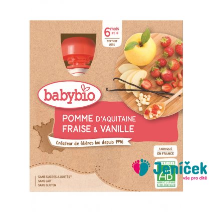 4x BABYBIO Kapsička jablko jahoda vanilka 90 g