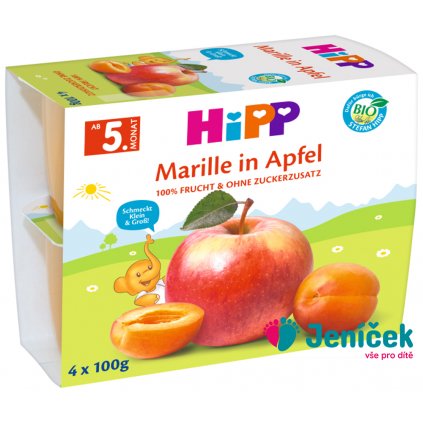 HIPP BIO Jablka s meruňkami 4x100 g, od ukončeného 4. - 6. měsíce