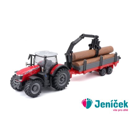 Bburago 1:50 Farm Traktor Massey FERGUSSON 8740S Tractor con remolque de troncos