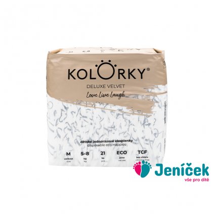 KOLORKY DELUXE VELVET Pleny jednorázové eko se sametovým povrchem M (5-8 kg) 21 ks