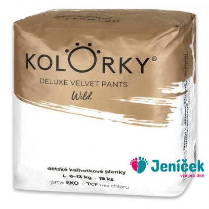 KOLORKY DELUXE VELVET PANTS Wild Kalhotky plenkové jednorázové eko L (8-13 kg) 19 ks