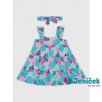 Baby květované šaty s čelenkou Modrá