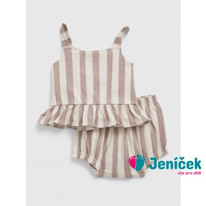 Baby pruhovaný set peplum Béžová