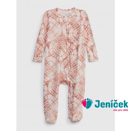 Baby batikovaný overal na zip Růžová