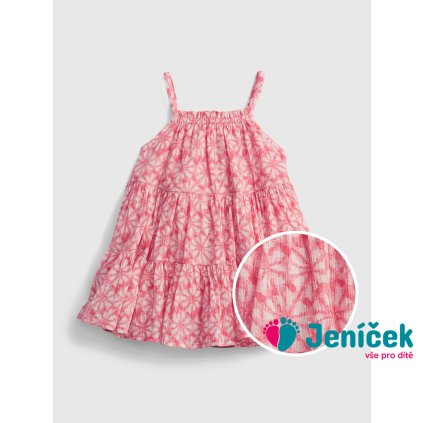 Baby šaty gauze tiered floral Růžová