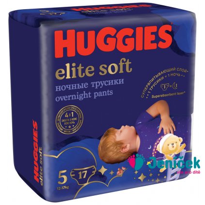 HUGGIES® Elite Soft Pants OVN Kalhotky plenkové jednorázové 5 (12-17 kg) 17 ks