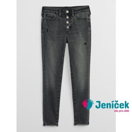 Dětské džíny jeggings s knoflíky Černá