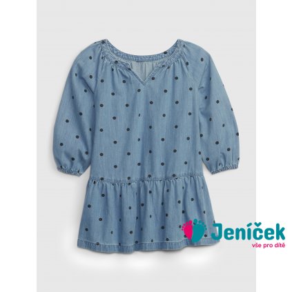 Dětské džínové šaty s puntíky Modrá